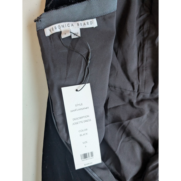 NWT Veronica Beard Josette Embellished Velvet Midi Dress Size 6 Black #2K454 - Picture 11 of 14